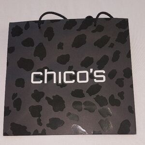 Chico's Black Animal Print Paper Shopping Bag .Small